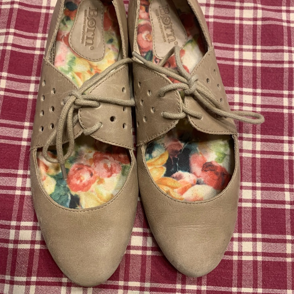 Tan leather flats